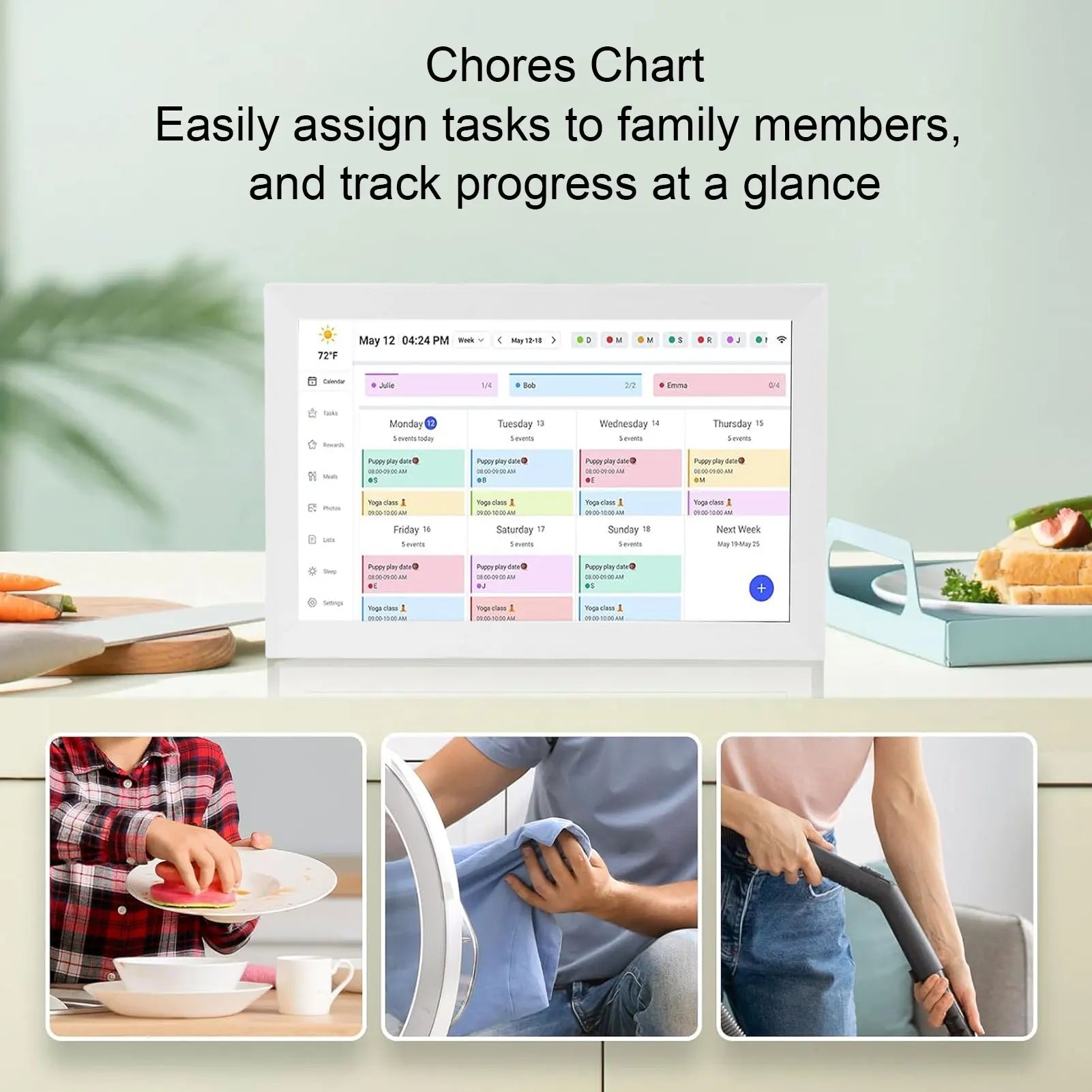 15.6-Inch Touchscreen Wi-Fi Smart Digital Calendar and Interactive Display with App for Family Planning and Photo Sharing