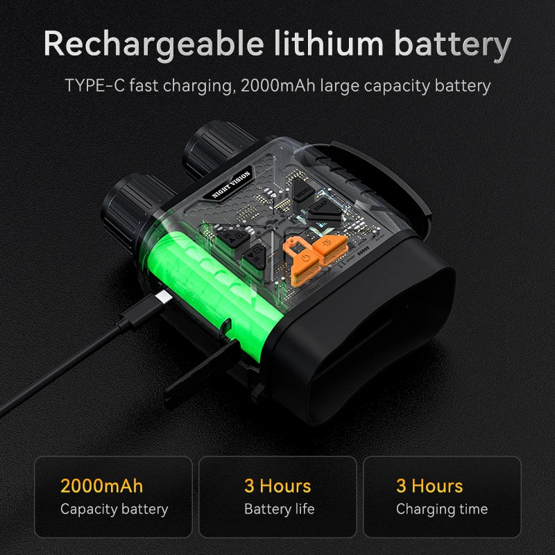 1080P Night Vision Binoculars with 10X Magnification and 800M Range, Infrared Technology, 2.8” Large Display for Outdoor Activities