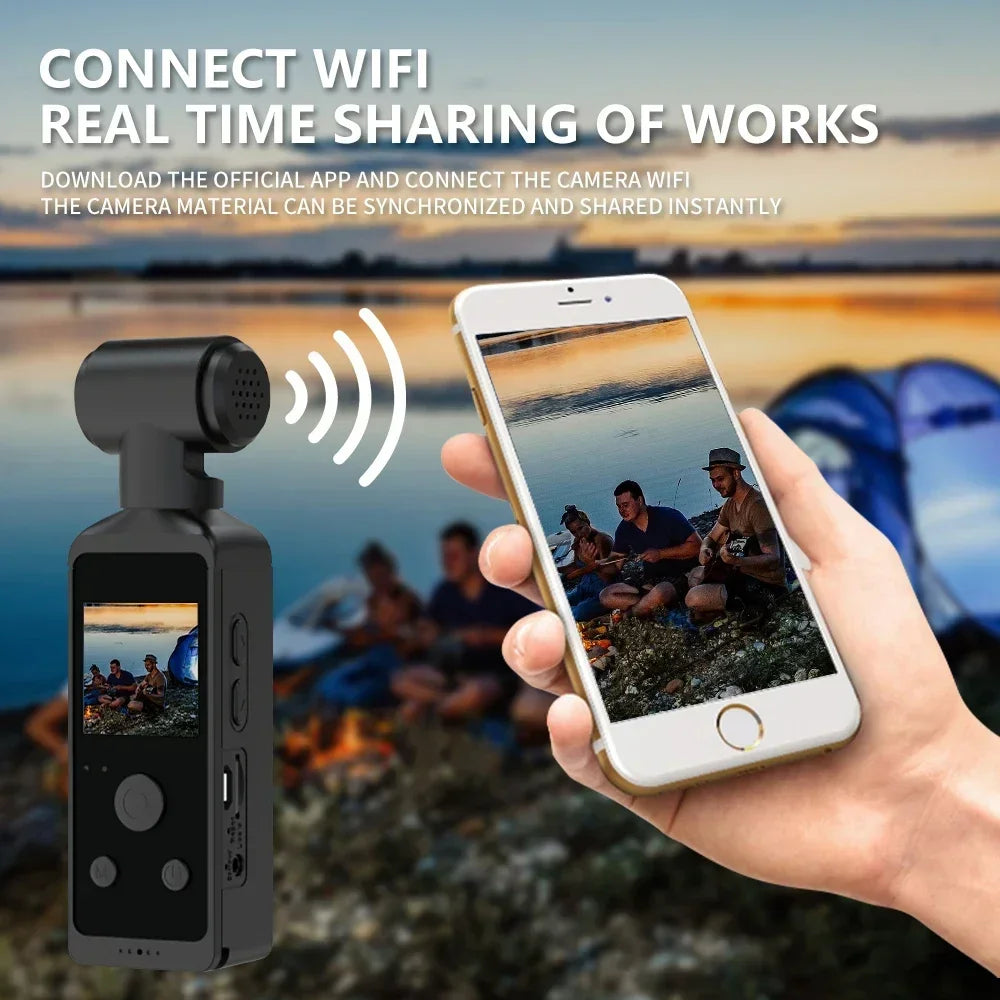 4K 1080P WiFi Full HD Mini Camcorder with 270° Rotation and Waterproof Case for Outdoor Sports Documentation.