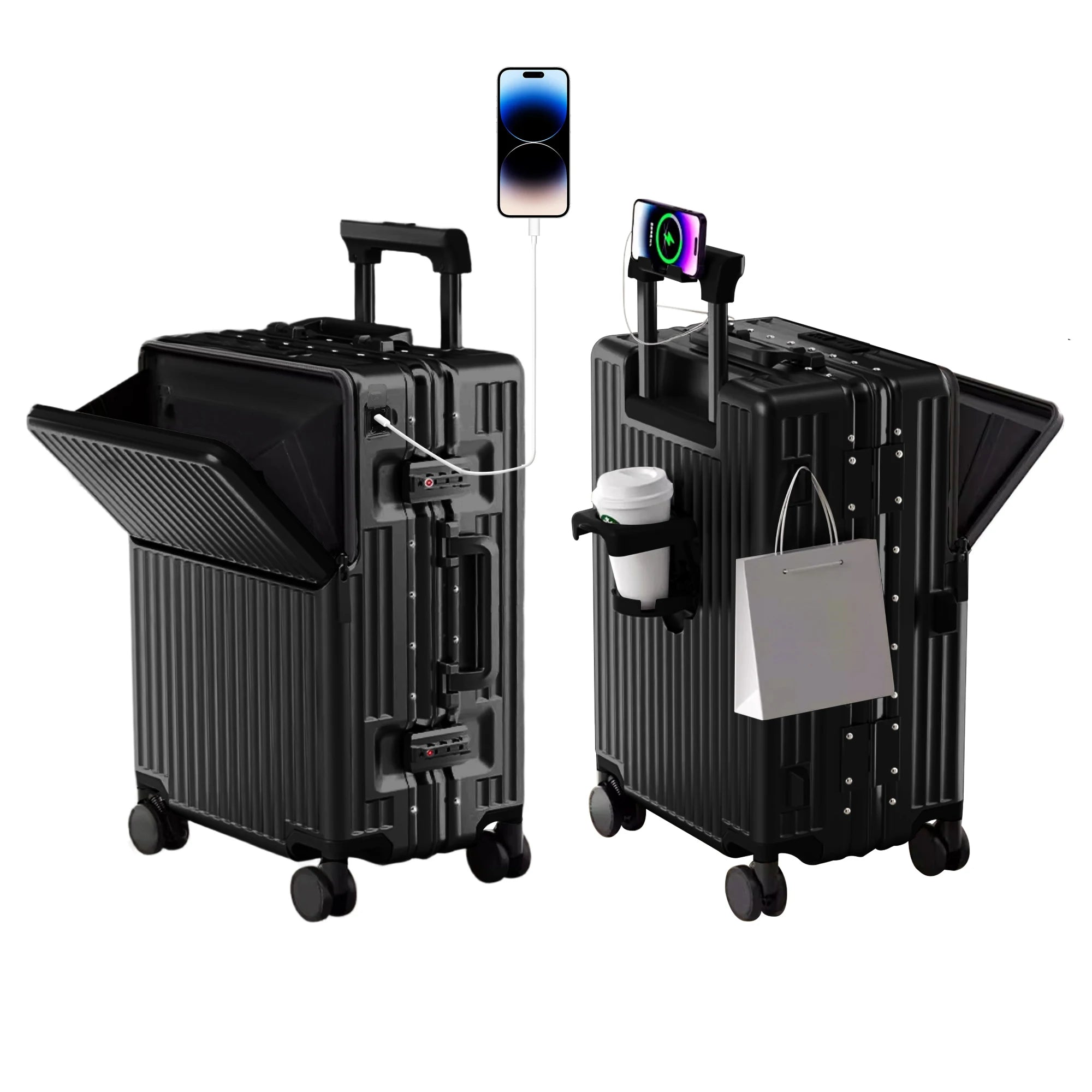 AIWEINY Aluminum Frame Hard Shell Suitcase with TSA Lock and 360° Silent Swivel Wheels.