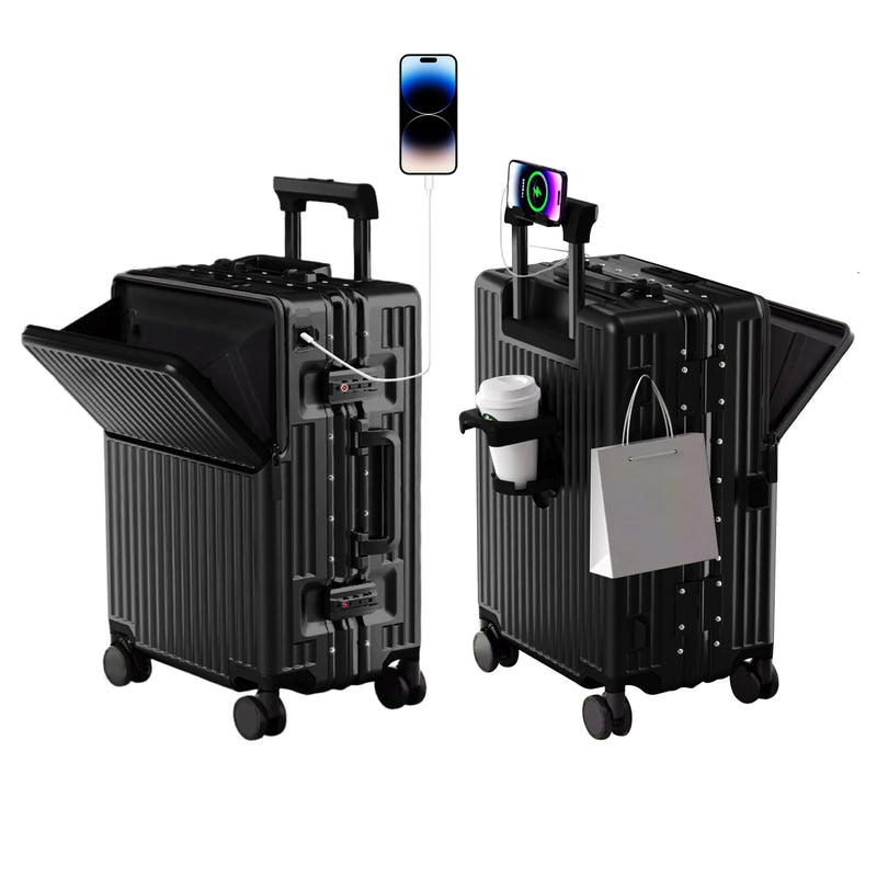 AIWEINY Aluminum Frame Hard Shell Suitcase with TSA Lock and 360° Silent Swivel Wheels.