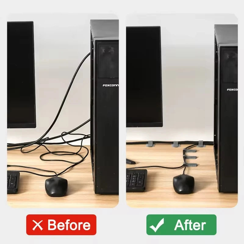 Reusable Self-Adhesive Cable Organizer and Cord Management Straps for Desk and Wire Protection.