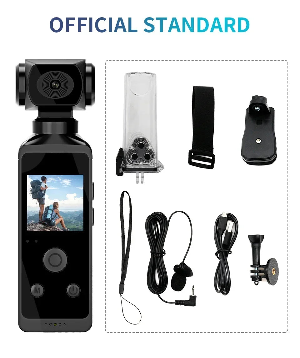 4K 1080P WiFi Full HD Mini Camcorder with 270° Rotation and Waterproof Case for Outdoor Sports Documentation.