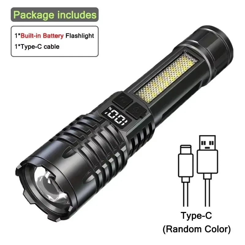 TYPE-C Rechargeable COB LED Flashlight