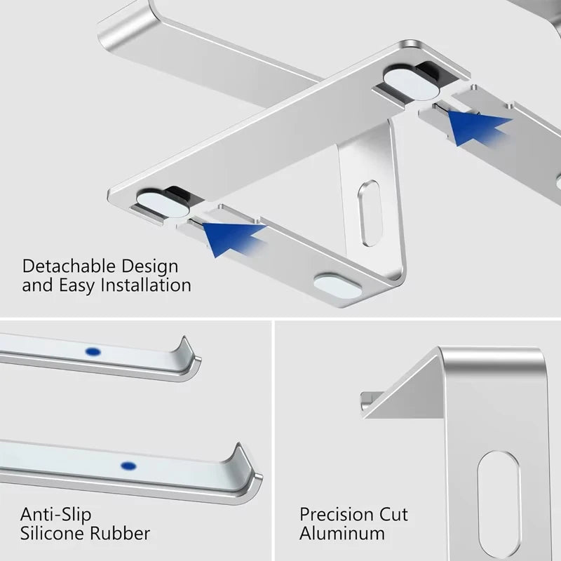 Ergonomic Aluminum Laptop Stand Riser - Detachable Design for 10-15.6 Inch Laptops, Compatible with MacBook, Dell, HP, and Lenovo.
