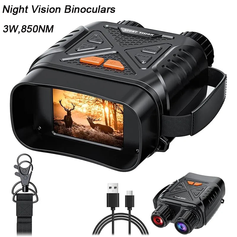 1080P Night Vision Binoculars with 10X Magnification and 800M Range, Infrared Technology, 2.8” Large Display for Outdoor Activities