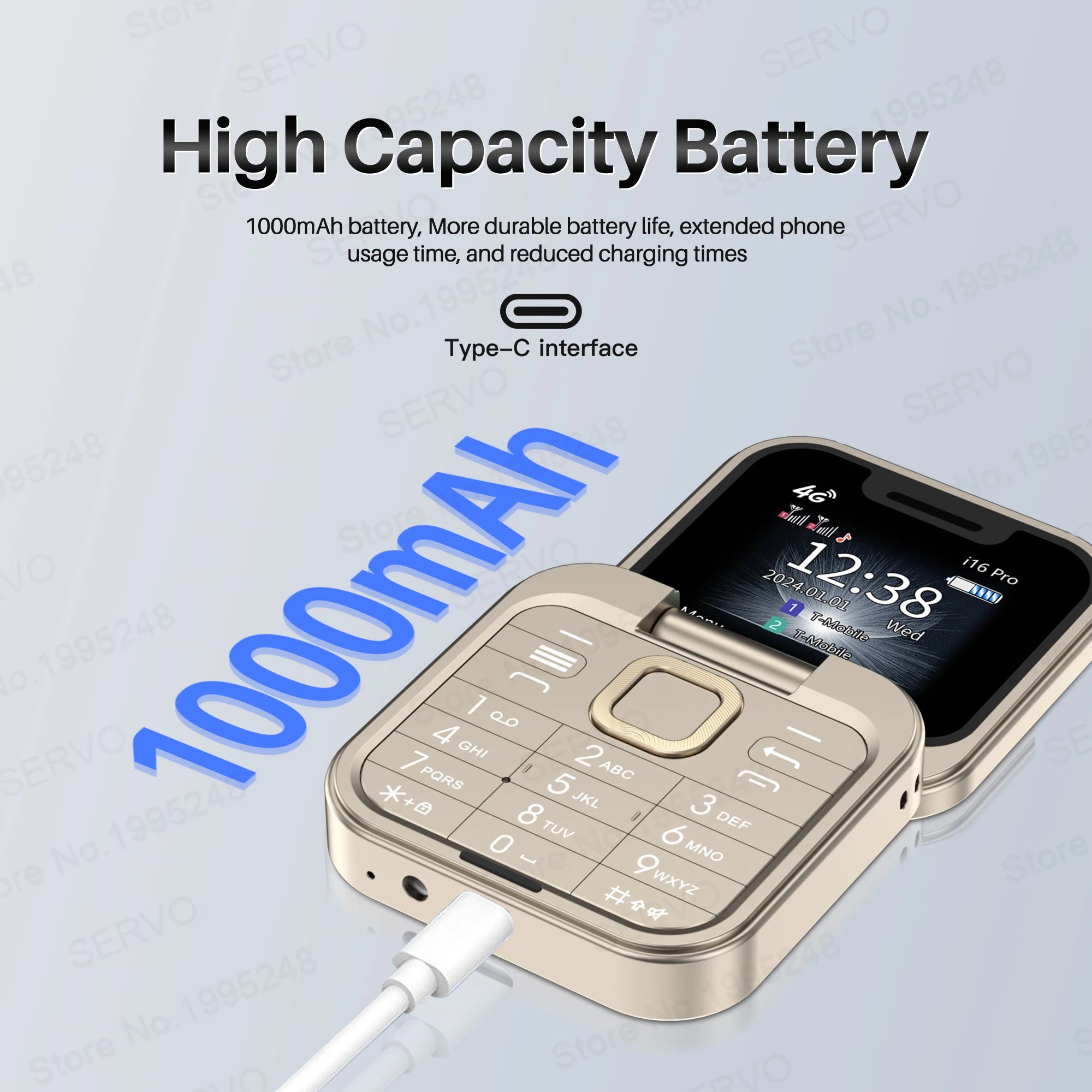 SERVO I16 Pro 4G LTE Mini Flip Phone