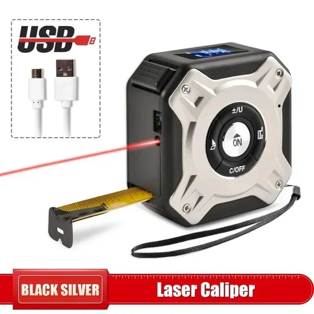 3-in-1 Laser Measuring Tool - 40/60M Distance Meter with Stainless Steel Digital Tape Measure and 5M Retractable Rangefinder