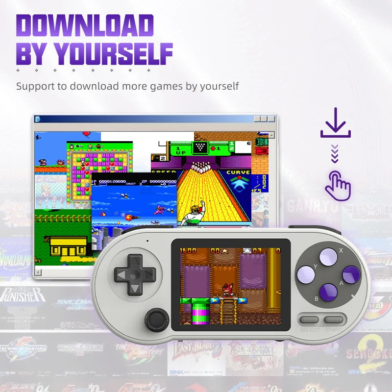 SF2000 Portable Handheld Game Console with 3-Inch IPS Display, Featuring 6000 Built-In Retro Games for SFC, FC, and GBA - Ideal Gift for Kids with AV Output.