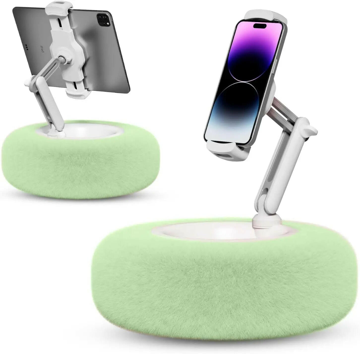 Plush Pillow Mobile Phone Tablet Holder Desktop Stand Adjustable Length Angle for Binge-Watching Live Straming Video Chat.