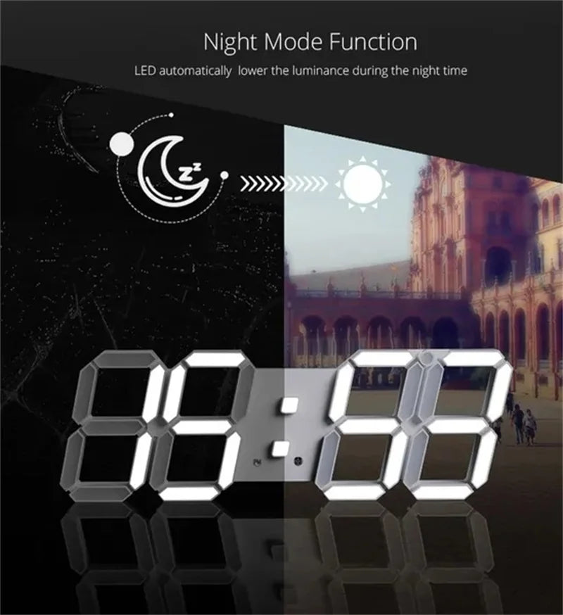 3D LED Digital Wall Clock with Date, Time, and Celsius Display - Alarm Clock and Nightlight for Home and Living Room Décor