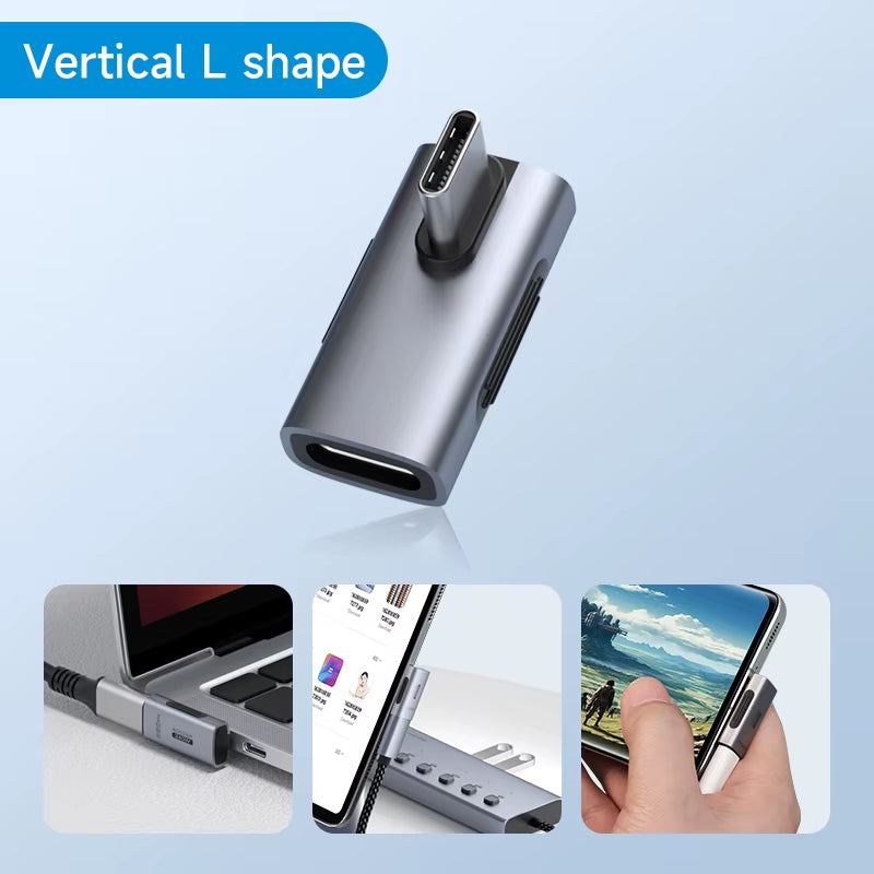 Hagibis 240W USB-C to USB-C Adapter, 40Gbps 8K 60Hz 90-Degree Converter, USB4 Compatible with Thunderbolt 4/3, MacBook, iPhone 16 Pro, and Tablets.