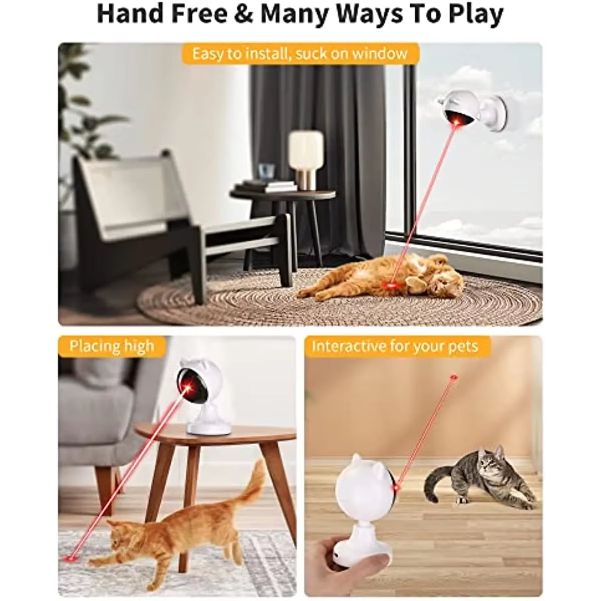 Automatic Laser Interactive Cat Toy - USB Rechargeable Multifunctional Toy for Indoor Cats and Kittens