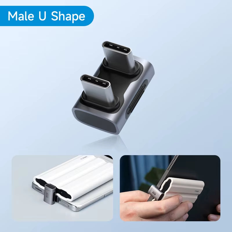 Hagibis 240W USB-C to USB-C Adapter, 40Gbps 8K 60Hz 90-Degree Converter, USB4 Compatible with Thunderbolt 4/3, MacBook, iPhone 16 Pro, and Tablets.