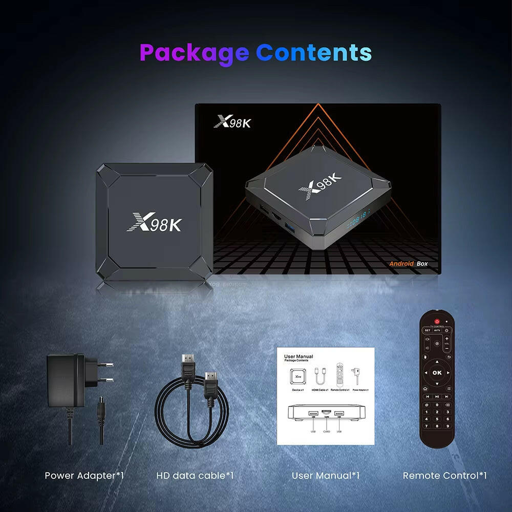 X98K Android 13 Smart TV Box with 8K Resolution, Dual Wi-Fi, and Bluetooth 5.0.