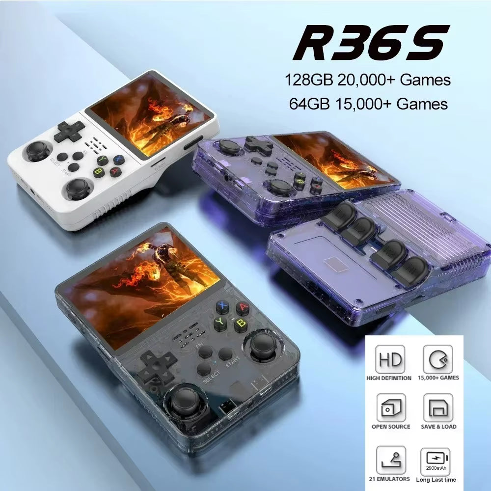 ARKOS  Retro Handheld Video Game Console Linux System 3.5 Inch IPS Screen R35S Pro Portable Pocket Video Player 64GB Games.