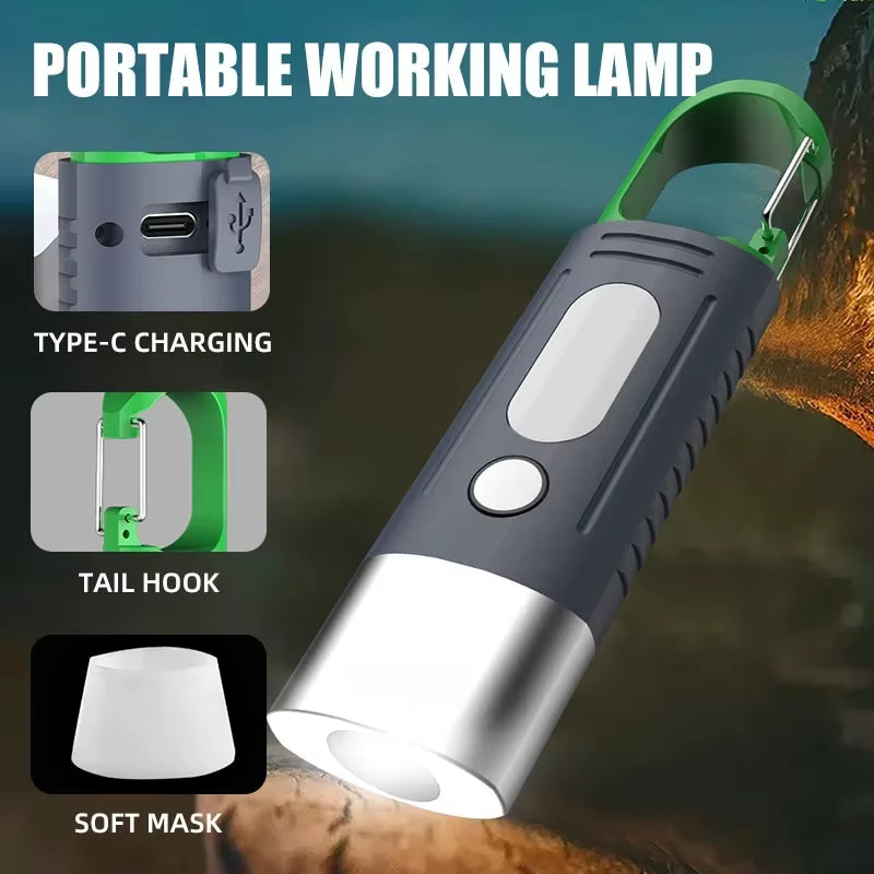 High-Power Mini LED Flashlight for Camping with Telescopic Zoom and Waterproof Design, Featuring 3 LEDs and Side Lights