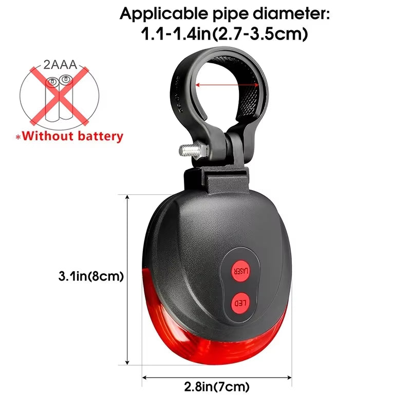 High-Visibility Bicycle LED Tail Light with Dual Laser and Waterproof Design for Enhanced Safety.
