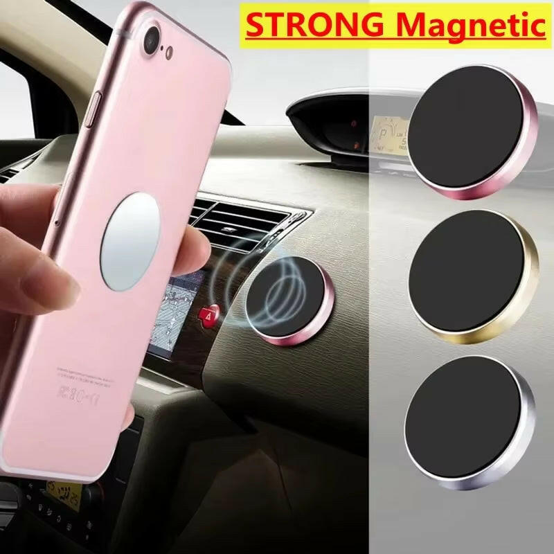 Magnetic Car Phone Holder - Dashboard and Wall Mount for iPhone, Samsung, and Xiaomi.