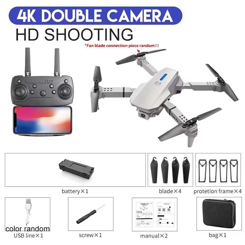 2025 E88 Professional Wide Angle RC Drone with HD 4K Camera, Foldable Design, Ideal for Kids and Gift Giving