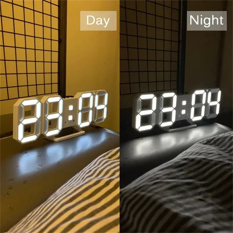 3D LED Digital Wall Clock with Date, Time, and Celsius Display - Alarm Clock and Nightlight for Home and Living Room Décor