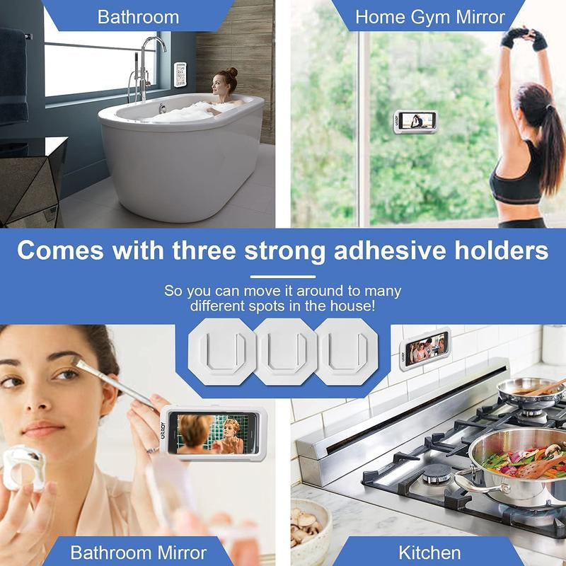 Waterproof Shower Phone Holder with 360° Rotation, Anti-Fog High Sensitivity Case for Bathroom and Kitchen, Compatible with 4" - 7" Mobile Devices