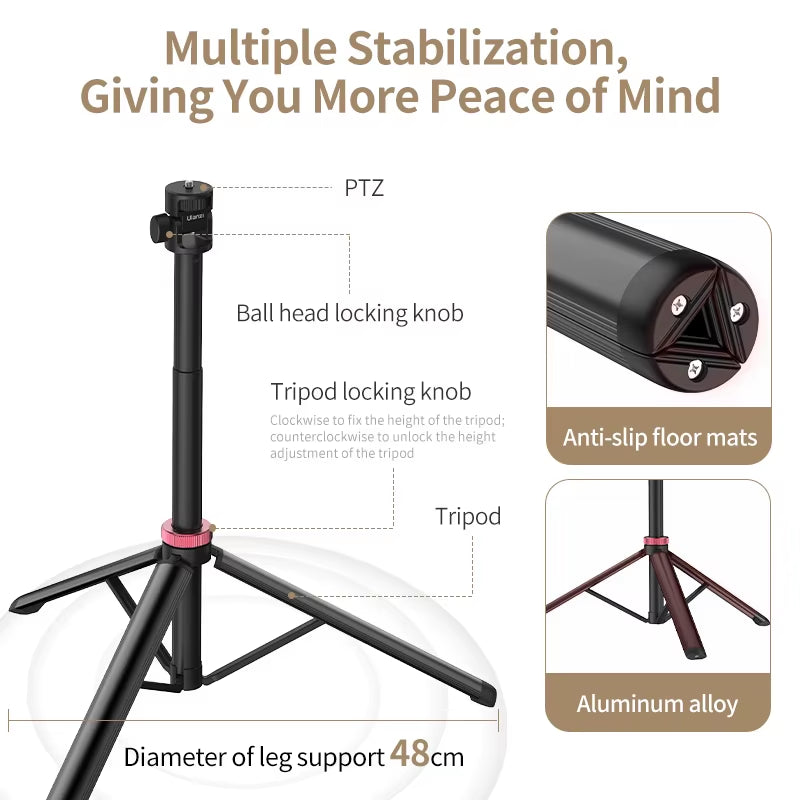Ulanzi MT-79 Extendable Tripod with 1/4" Screw for DSLR Cameras, Smartphones, Fill Lights, and Microphones