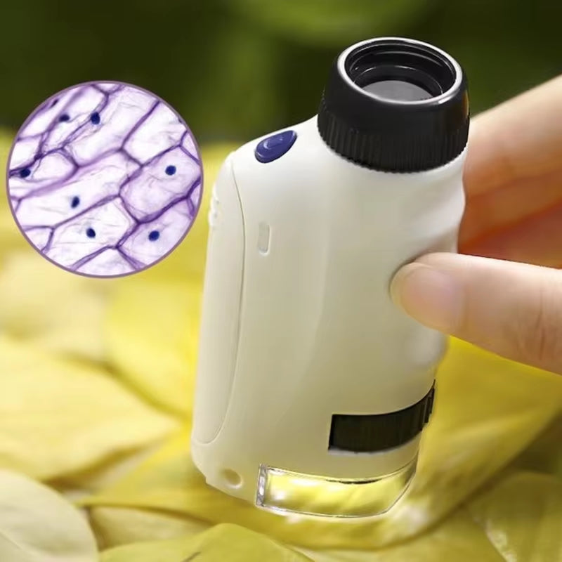 Professional Handheld Microscope Kit with LED Lighting - Explore the Microscopic World with 60X-120X Magnification for Educational Adventures at Home and School - Perfect STEM Gift for Aspiring Young Scientists.