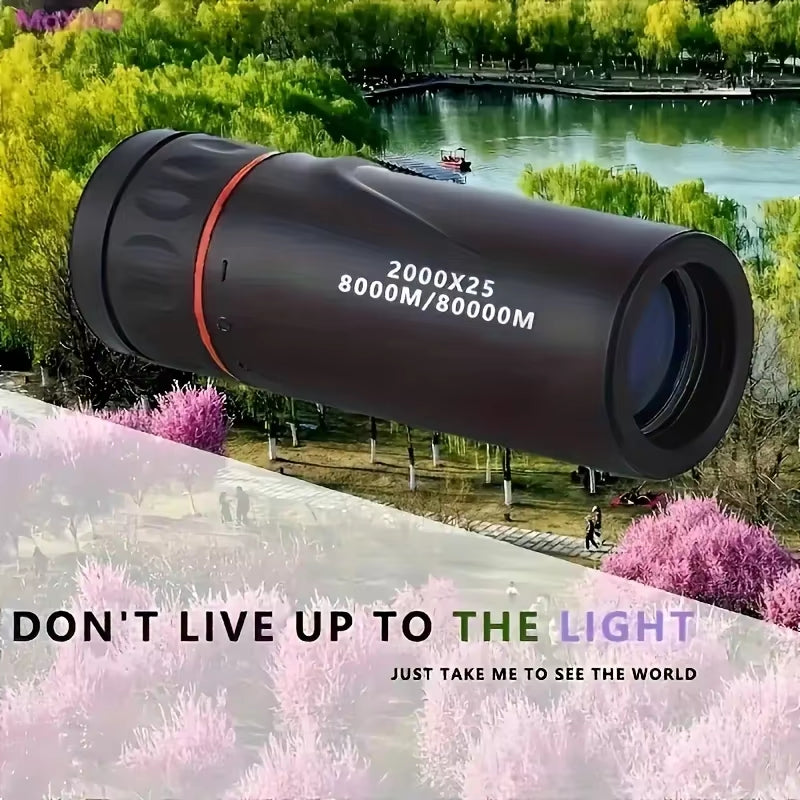 Experience the Outdoors with the 2000X25 HD Monocular Telescope - Compact, Portable, and Ideal for Camping, Hunting, and Birdwatching.