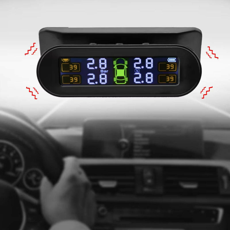 Tire Pressure Monitoring System Temperature Warning Fuel save with 4 External Sensors Solar TPMS Car Tyre Pressure Monitor.