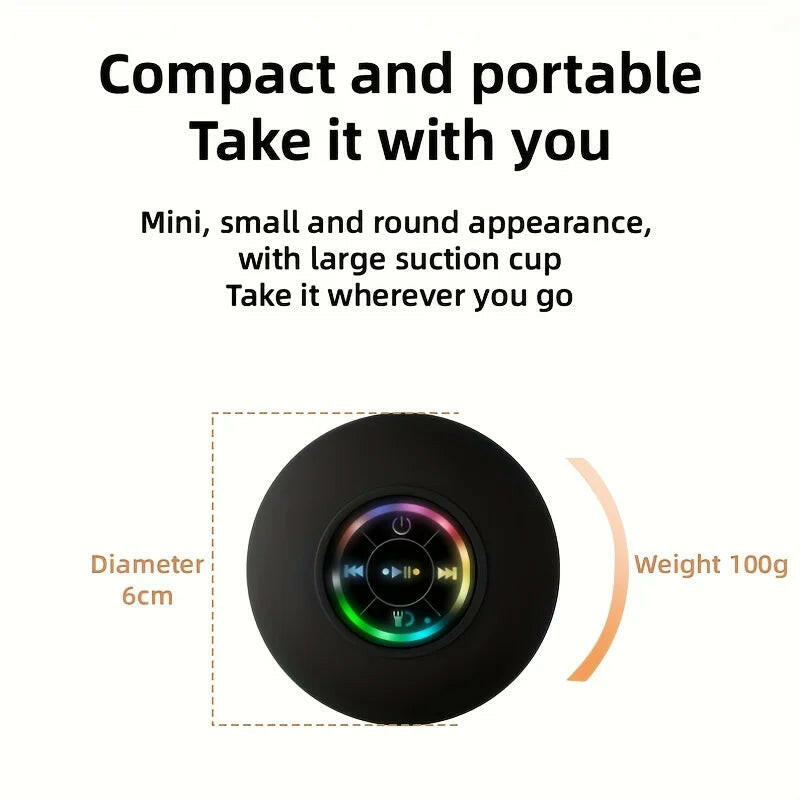 Waterproof Wireless Bluetooth Speaker with Large Suction Cup - Portable Mini Stereo for Outdoor Sports.