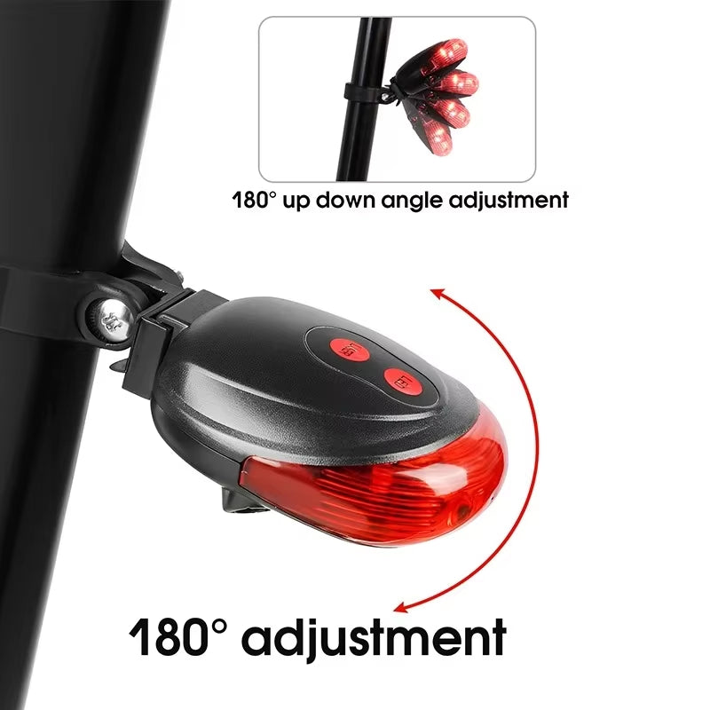 High-Visibility Bicycle LED Tail Light with Dual Laser and Waterproof Design for Enhanced Safety.