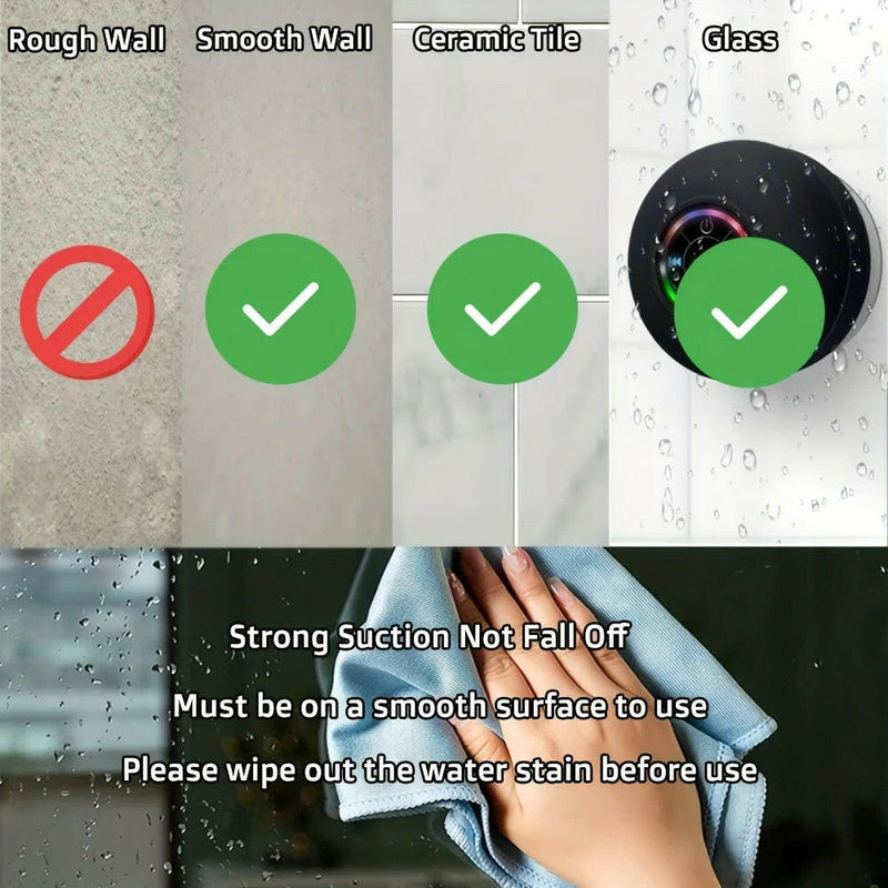 Waterproof Wireless Bluetooth Speaker with Large Suction Cup - Portable Mini Stereo for Outdoor Sports.