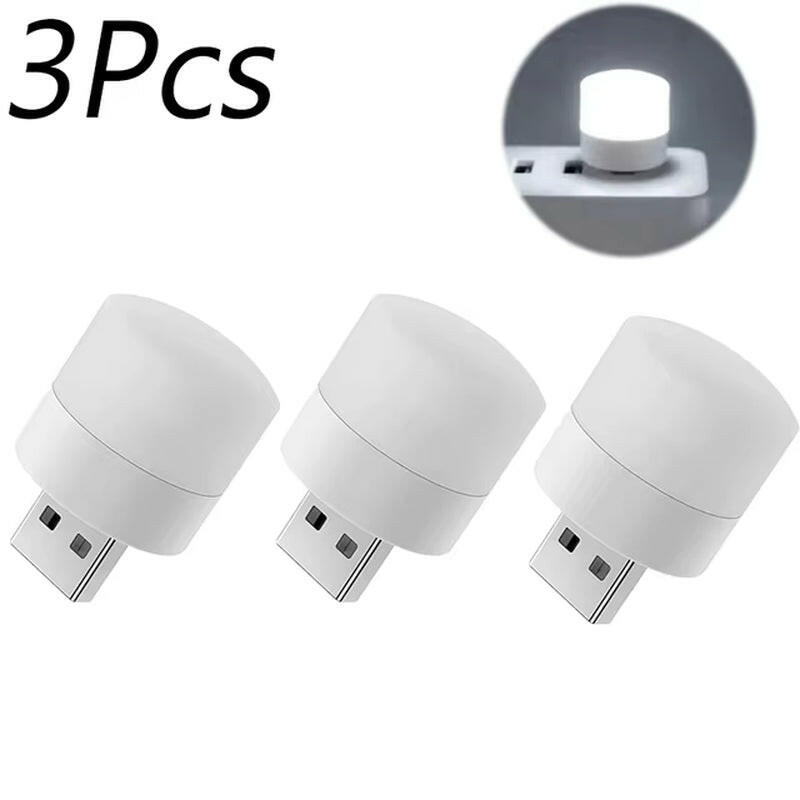 Mini USB Night Light - Warm White Eye Protection Reading Lamp for Books, Computers, and Mobile Power Charging.