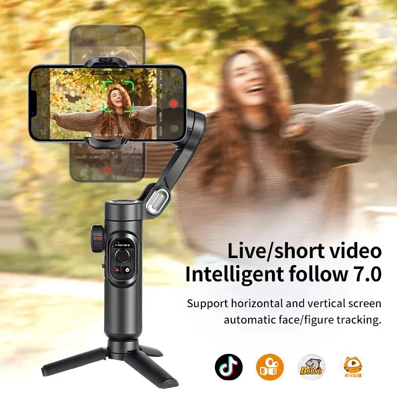 AOCHUAN Smartxe 3-Axis Handheld Gimbal Stabilizer for Smartphones with AI Face Tracking for TikTok and Vlogging