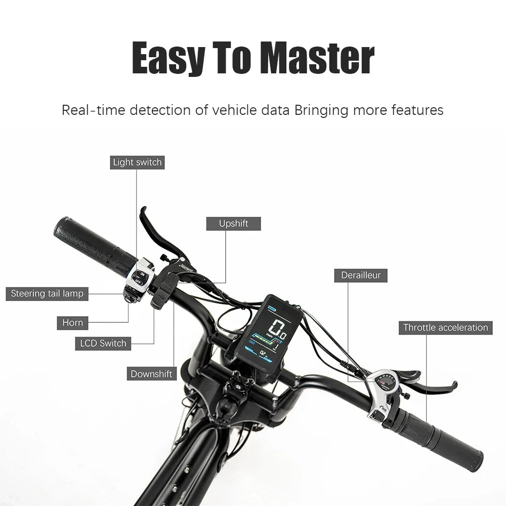 K20 Electric Bicycle Featuring a 500W Motor and 48V 16AH Lithium Battery - Urban Adult E-Bike with 20-Inch Fat Tires for Mountain Cycling