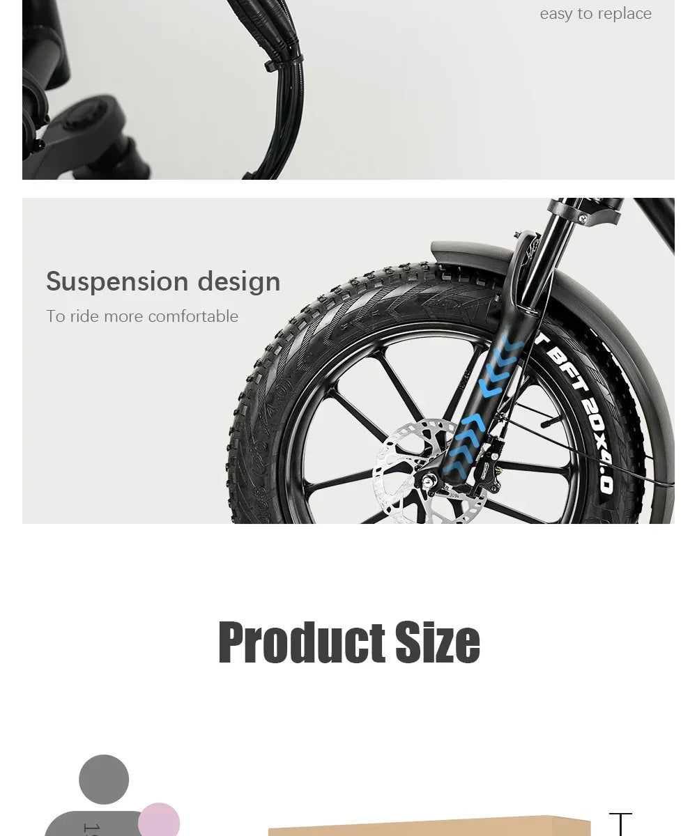 K20 Electric Bicycle Featuring a 500W Motor and 48V 16AH Lithium Battery - Urban Adult E-Bike with 20-Inch Fat Tires for Mountain Cycling