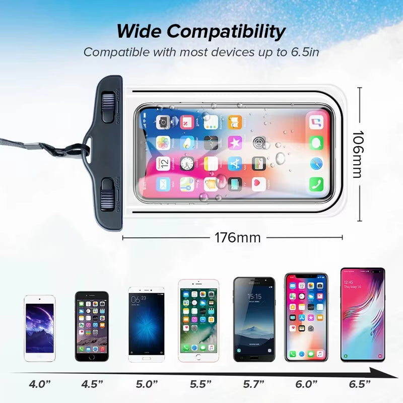 Universal Waterproof Phone Case for iPhone 12 Pro, XS Max, XR, and X - Submersible Protection Pouch