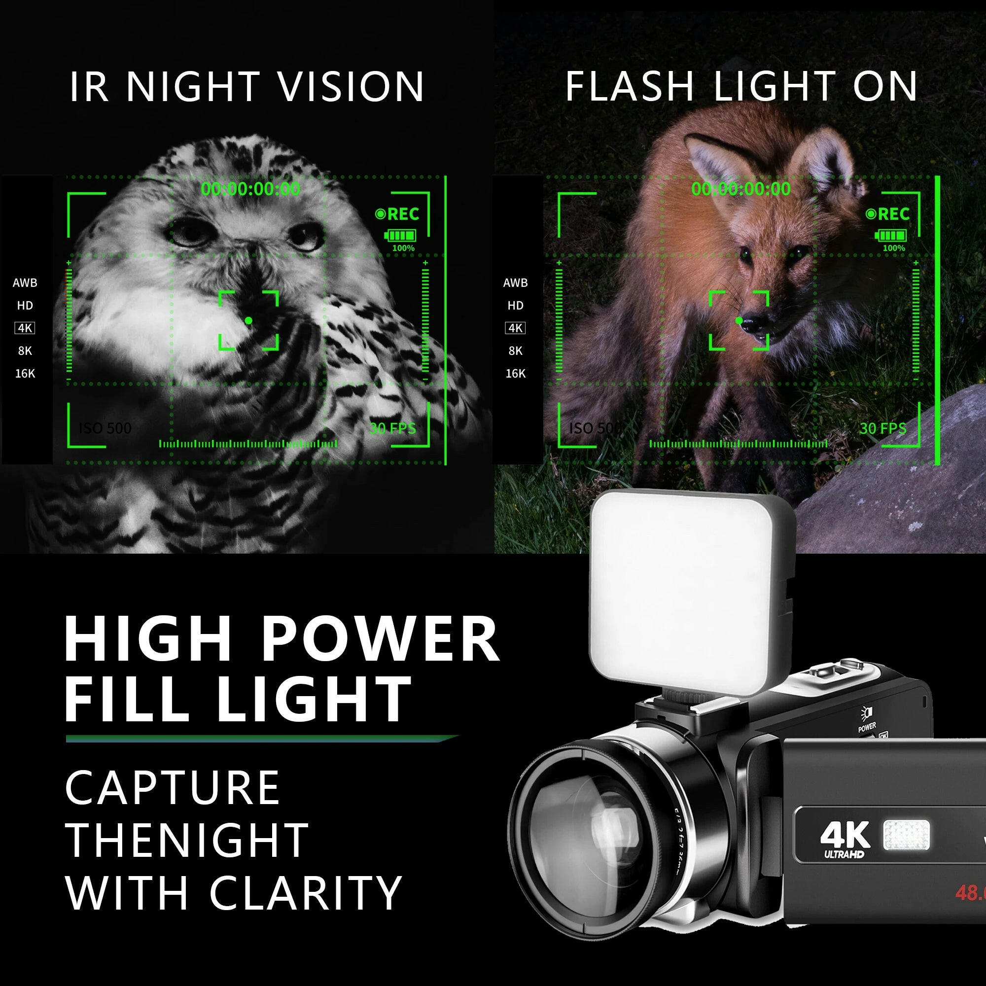 4K Video Camera 60Fps/48Mp UHD Video Recording Digital Camera Autofocus, 18X Digital Zoom Camera, 3 Inch Screen.