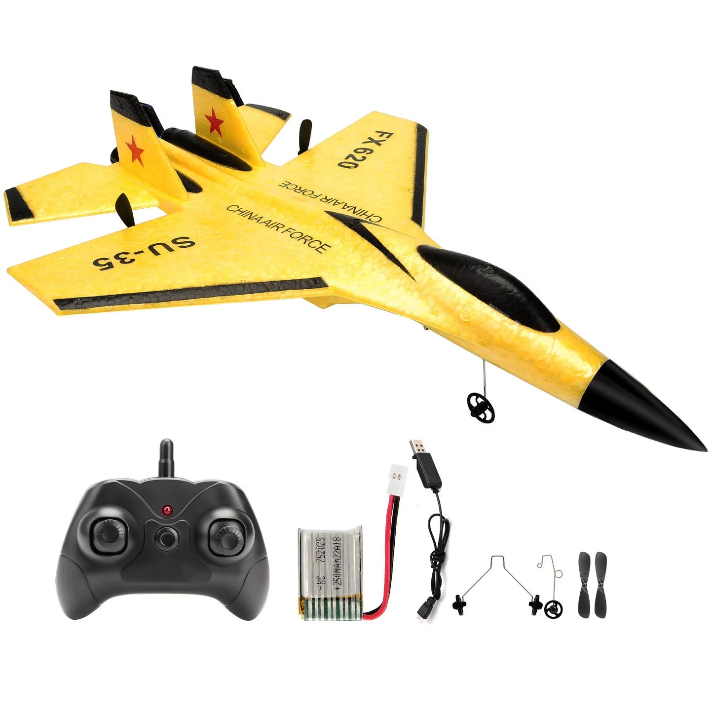 SU35 Remote Control Glider Aircraft FX620 FX820 2.4G with LED Lights - Foam Model Plane for Children Gifts