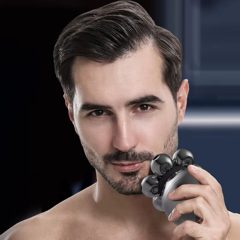 5-in-1 Electric Head Shaver for Men - Advanced 7D Floating Cutter, IPX5 Waterproof, USB Wireless Charging, and Multi-Grooming Kit.