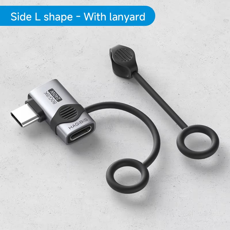 Hagibis 240W USB-C to USB-C Adapter, 40Gbps, 8K 60Hz, 90-Degree Converter, USB4 Adapter for Thunderbolt 4/3, MacBook, iPhone 17 Pro, and Tablets