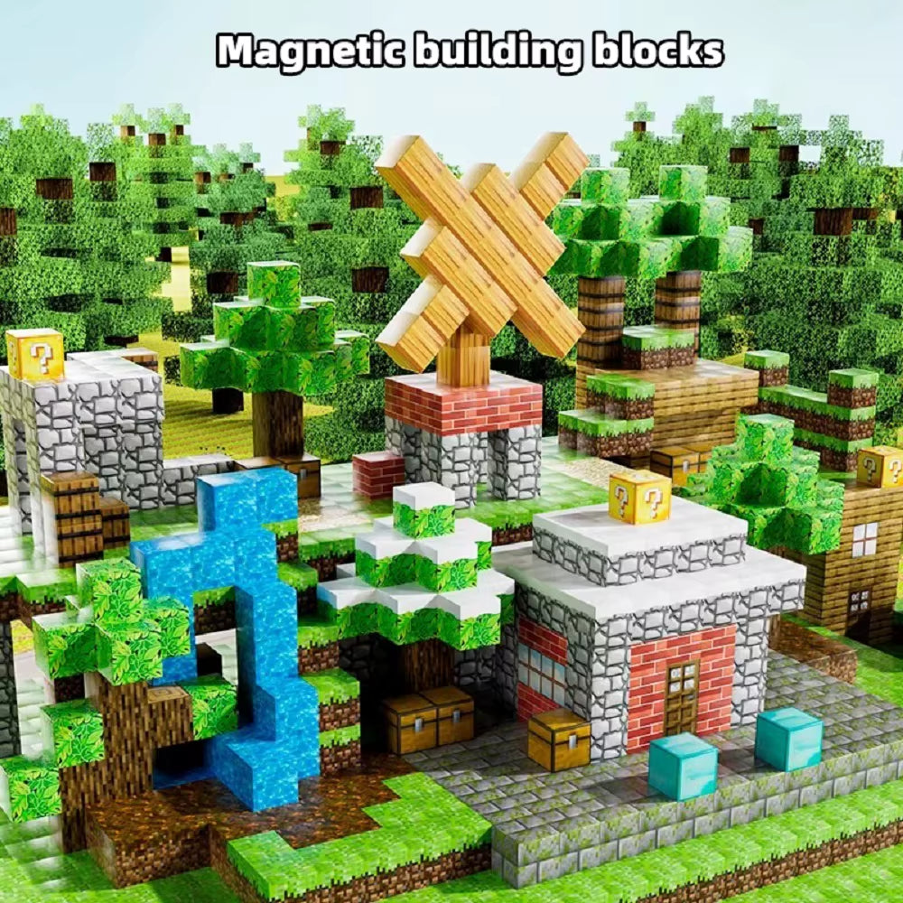 Magnetic Building Blocks Storage Box Set - DIY Assembly Toys for Children with Table Play Features