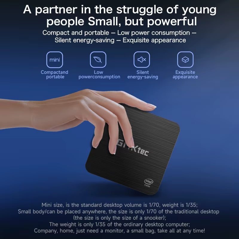 G2 Mini PC - Windows 11 Pro, Intel 12th Gen Alder Lake N100, 12GB DDR5 RAM, 512GB Storage, Wifi 6, Bluetooth 5.2 Desktop Computer