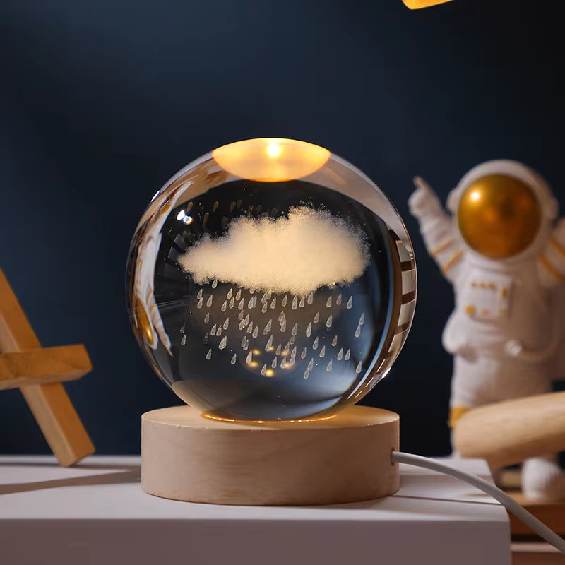 Illuminate Your Space with the 6/8Cm 3D Crystal Ball Planet Night Light – A Stunning Laser Engraved Solar System Globe Perfect for Home Decor and Gifts.