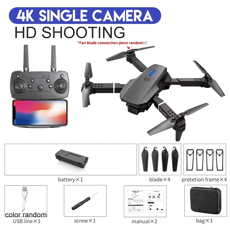 2025 E88 Professional Wide Angle RC Drone with HD 4K Camera, Foldable Design, Ideal for Kids and Gift Giving