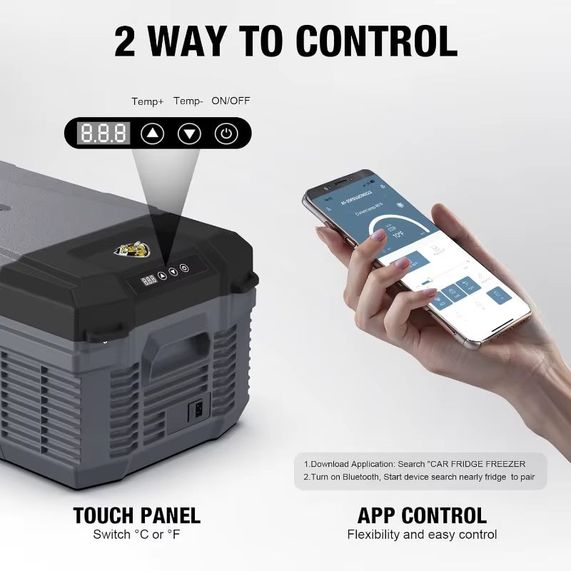 12-Volt Portable Car Refrigerator, 16-Quart Electric Cooler for Outdoor Camping and Travel, Compatible with 12V/24V DC and 110V Power Sources