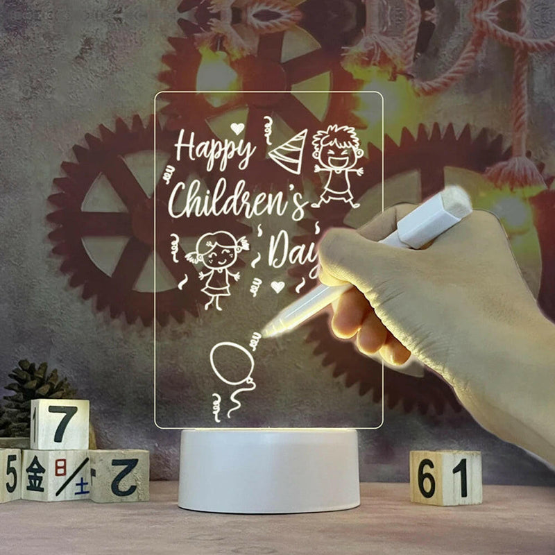 Innovative Creative LED Message Board Night Light with USB Power and Pen - Perfect Gift for Kids and Loved Ones.