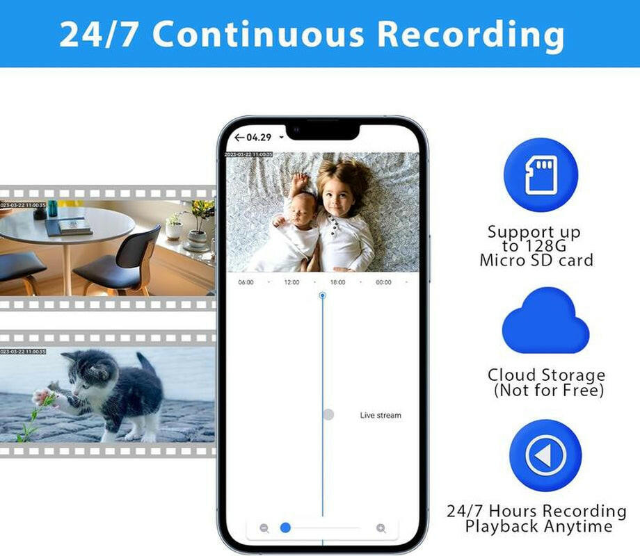2.4G WIFI Wireless Light Bulb Security Camera with SD CARD, 3MP PTZ Full Color Night Vision, 2-Way-Audio, Motion Detection Alarm Spotlight Siren Live View Camara Para.
