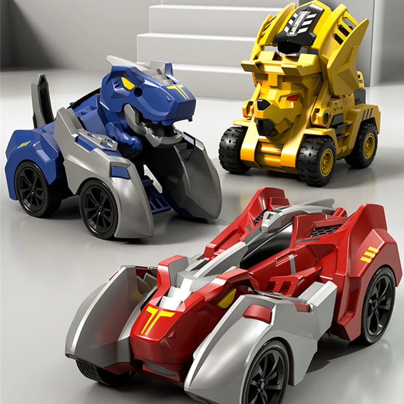 Transform Your Playtime with the 2-in-1 Transforming Dinosaur Car: A Dynamic Deformation Toy for Boys 14+.